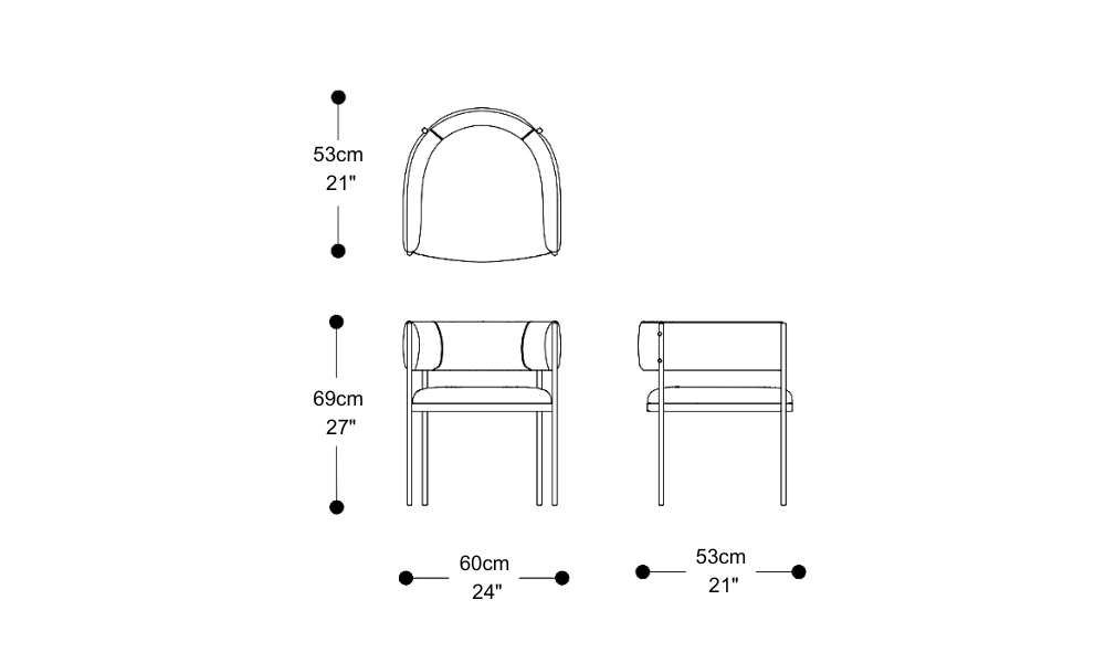 Image of the main dimensions of the product